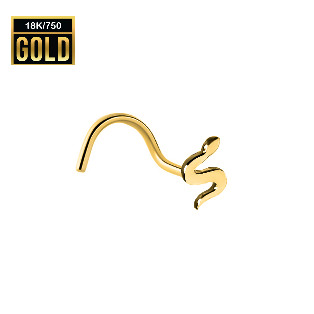 18K Real Gold Nose Spiral with Snake Design - 23GA(0.6mm) NSD04