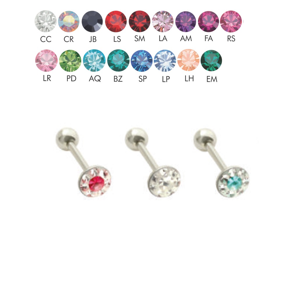 Steel 316L Tongue BarBell with Crystal Epoxy Covered Disc