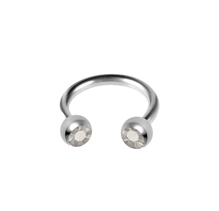 Steel 316L Circular Barbell  with Double Setted Crystal Balls 
