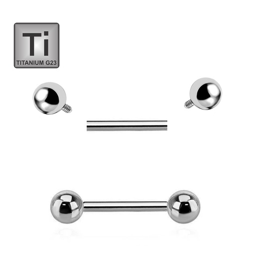Titanium G23/ASTM F-136 Internally Barbell with Screwballs - 14GA(1.6mm)
